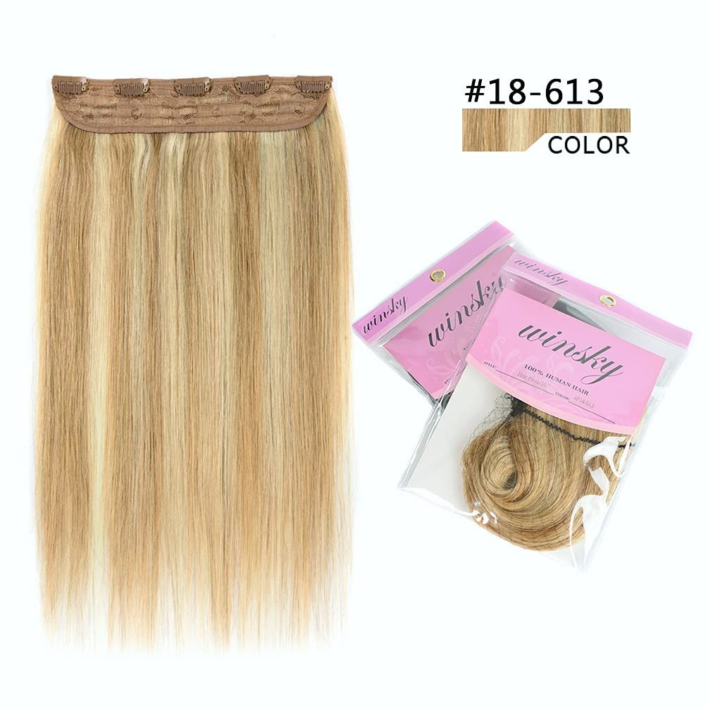 Real Human Hair Clip-In Extensions – 14″ Brown Blonde Highlights, 70g Remy Hair