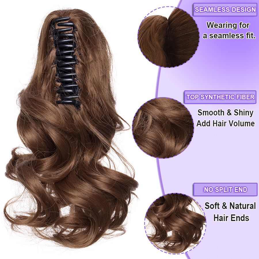 14″ Short Claw On Ponytail Hair Extensions Natural Clip Pony Tail Thick As Human