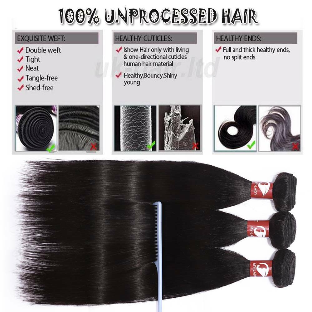 Body Wave/Straight Malaysian Virgin Human Hair 1-4bundles Weave CLEARANCE US HOT