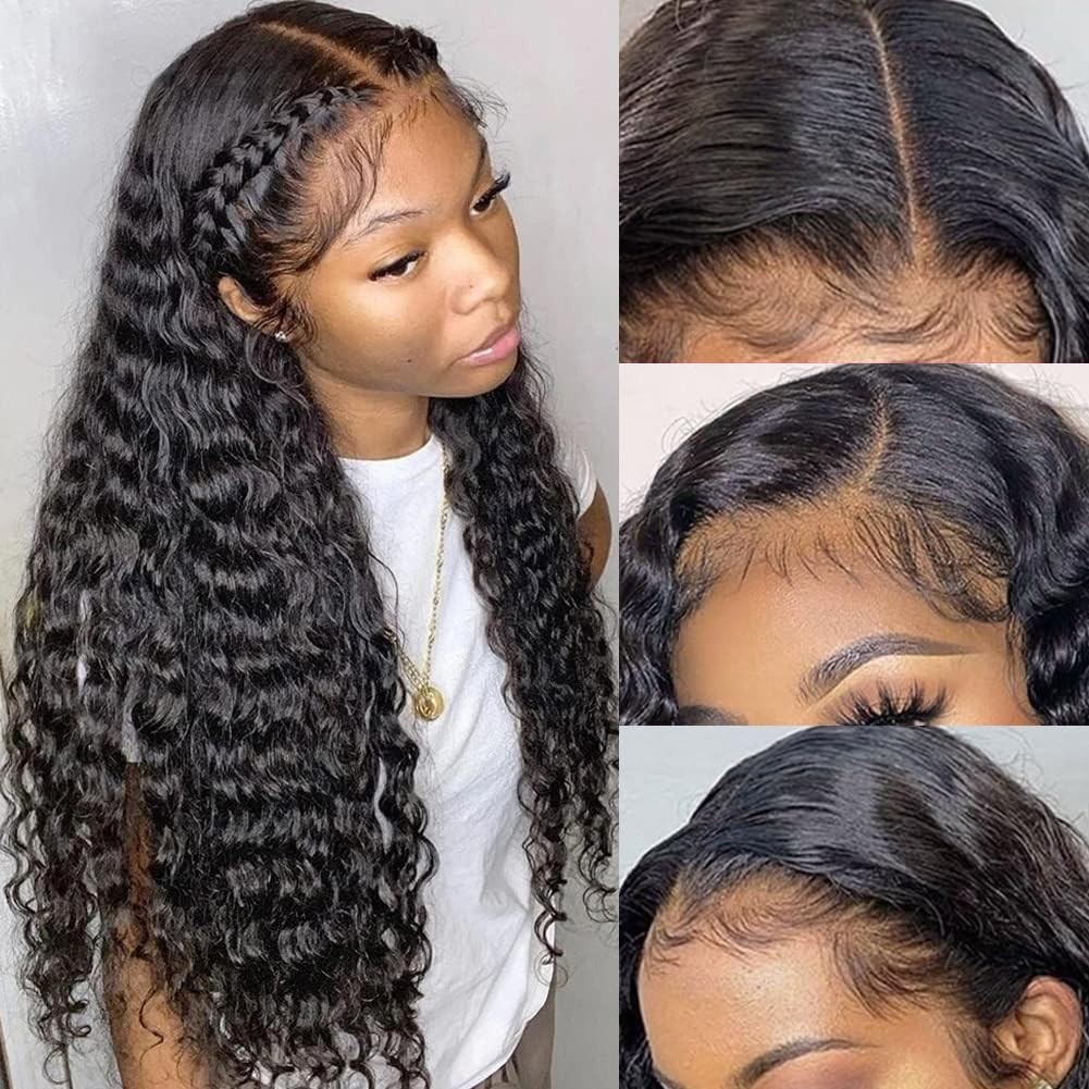 Pizazz 13×4 HD Lace Front Deep Wave Wigs Human Hair Pre plucked Bleached Knots