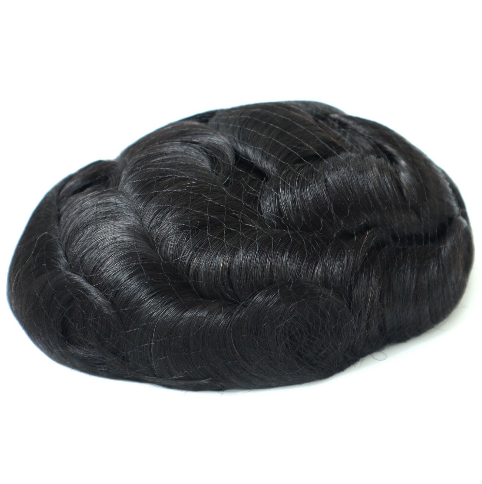 Mens Human Hair Replacement System Hairpiece Fine Mono Skin Poly Coating Toupee