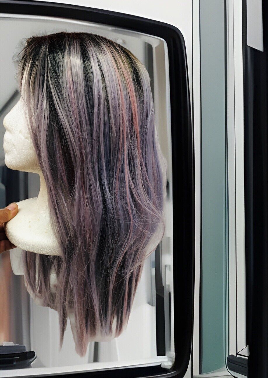 Silky Straight Long Wig Grey Violet Cosplay Synthetic 22”