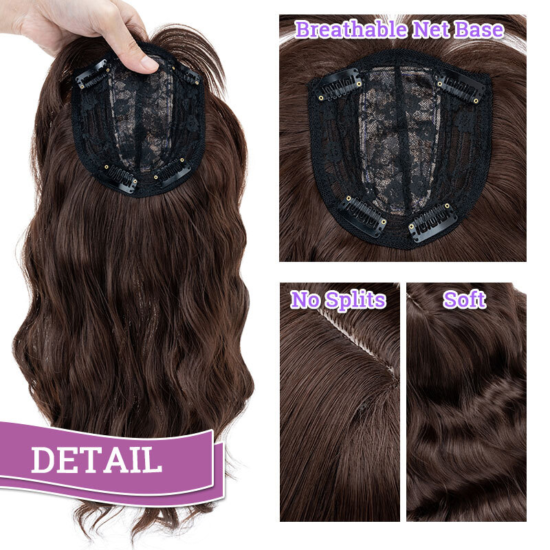 Real as Human 5″-20″ Hair Topper with Bangs Toupee Clip in Hairpiece Extensions