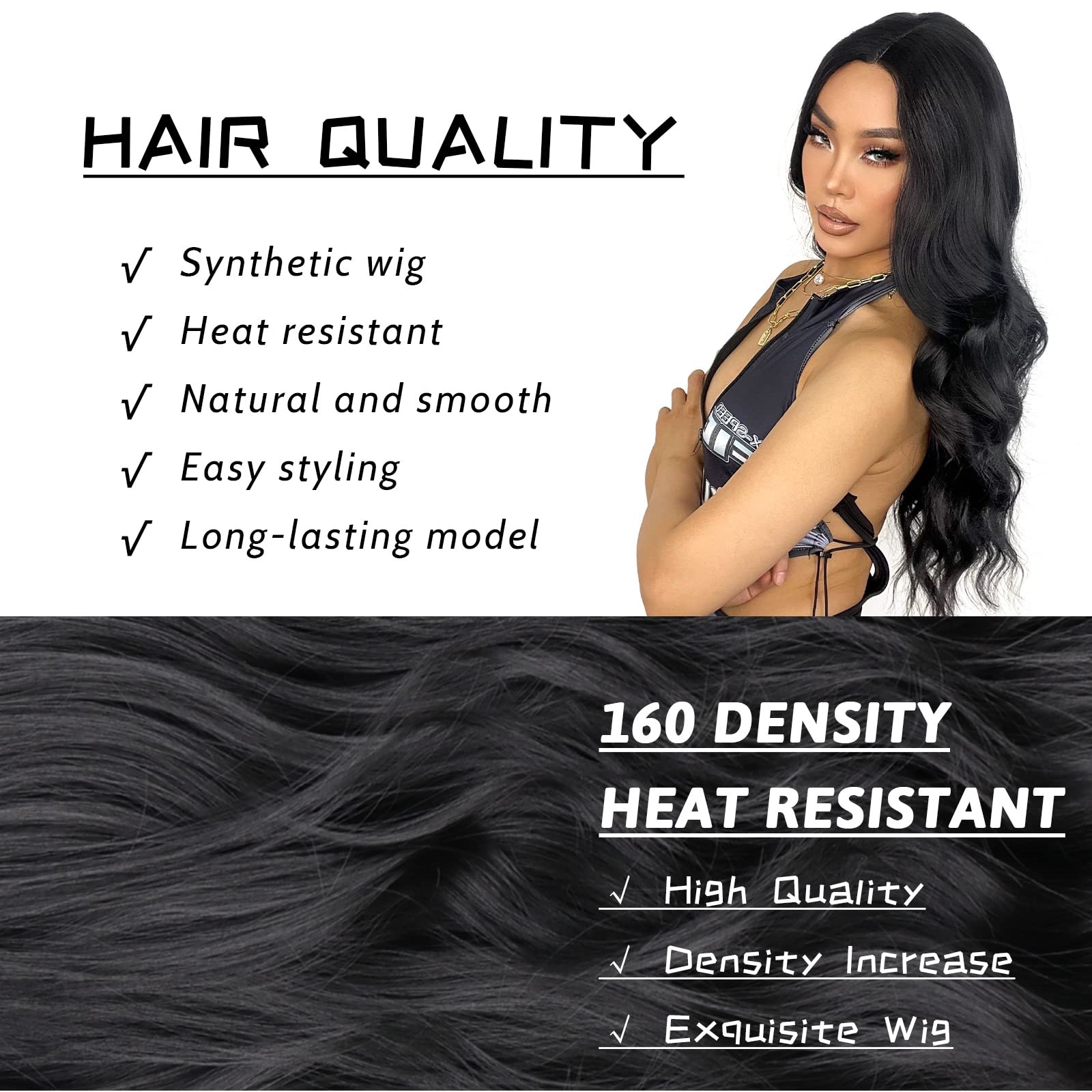 Long Black Wigs for Women 26 Inch Long Curly Wig Natural Looking Synthetic He…