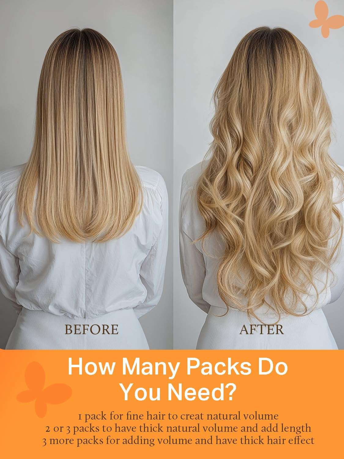 Weft Hair Extensions, 24 Inch 140G Ash Blonde Highlighted Platinum Blonde, Long