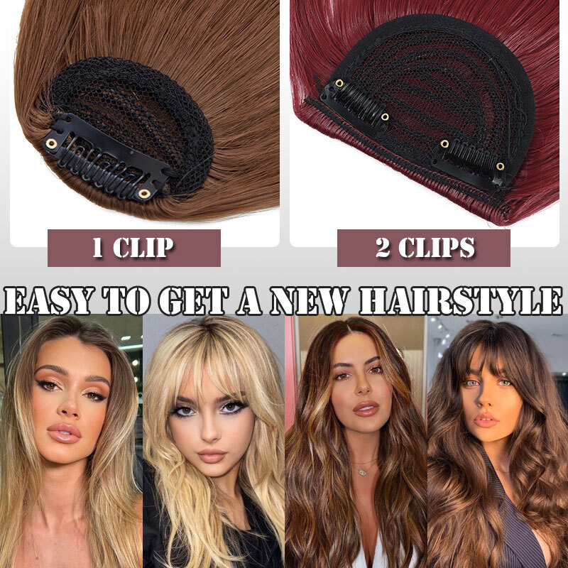 French Fringe Bangs Front Forehead Hairpiece Clip in Hair Extensions As Human