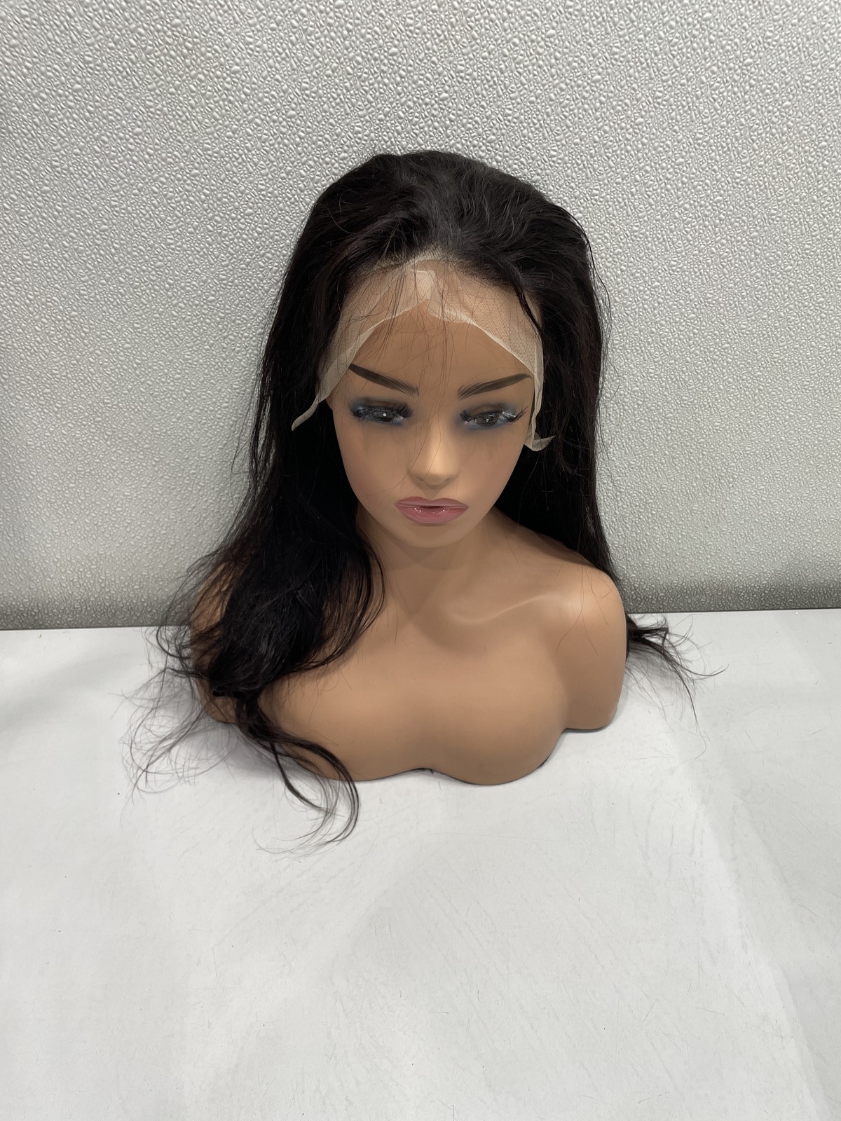 Natural Black Straight Human Hair Blend 13X4 Lace Front 180% Density Wig, 18″