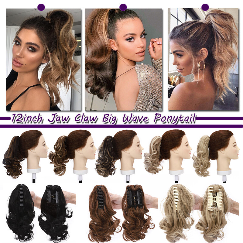 100% Thick Ponytail Hairpiece Claw Clip Long Wavy Curly Pony Tail Hair Extension