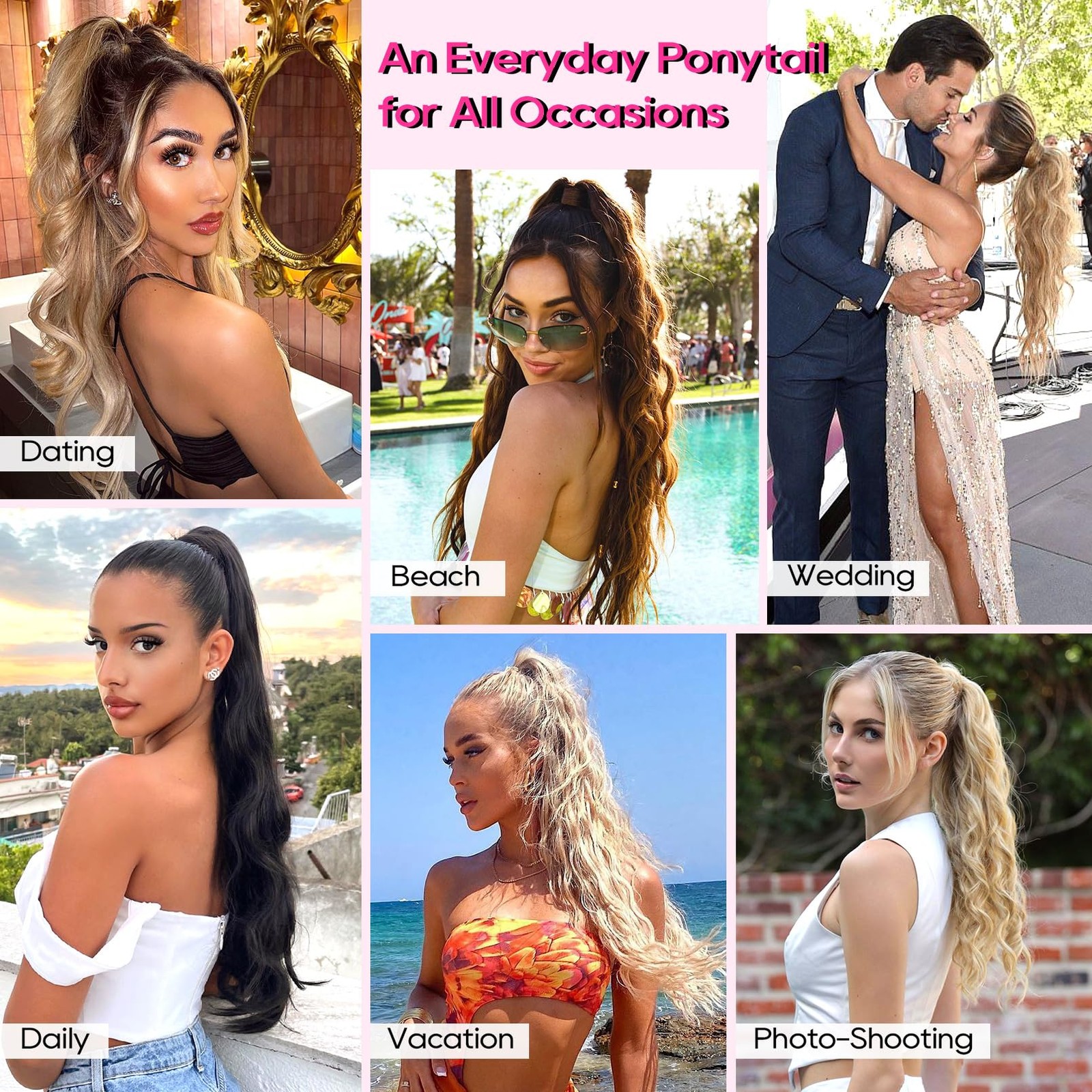 Ponytail Extension, 24″ Claw Clip in Long Curly Wavy Ponytail Hair Extension …