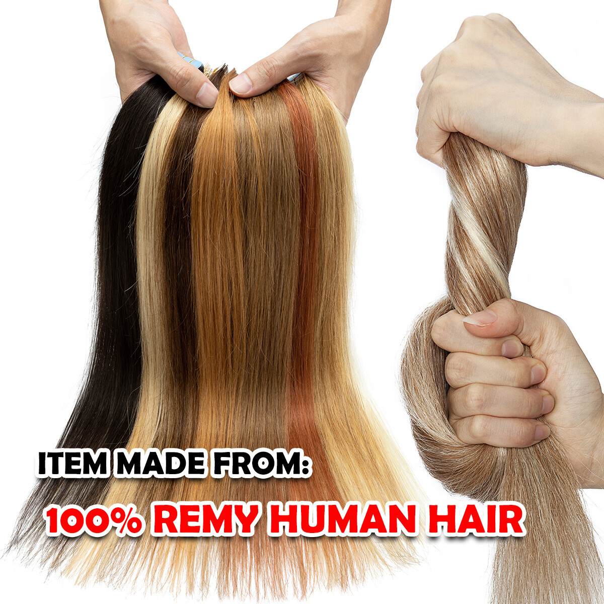 10-80PCS Invisible Tape In Skin Weft Remy Human Hair Extensions Full Head White#