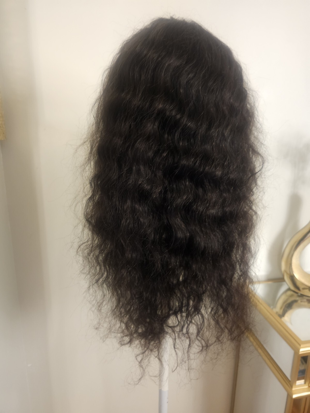 High Quality regular Top Black 24″ Water Wave 150% Virgin Human Hair Lace Wig