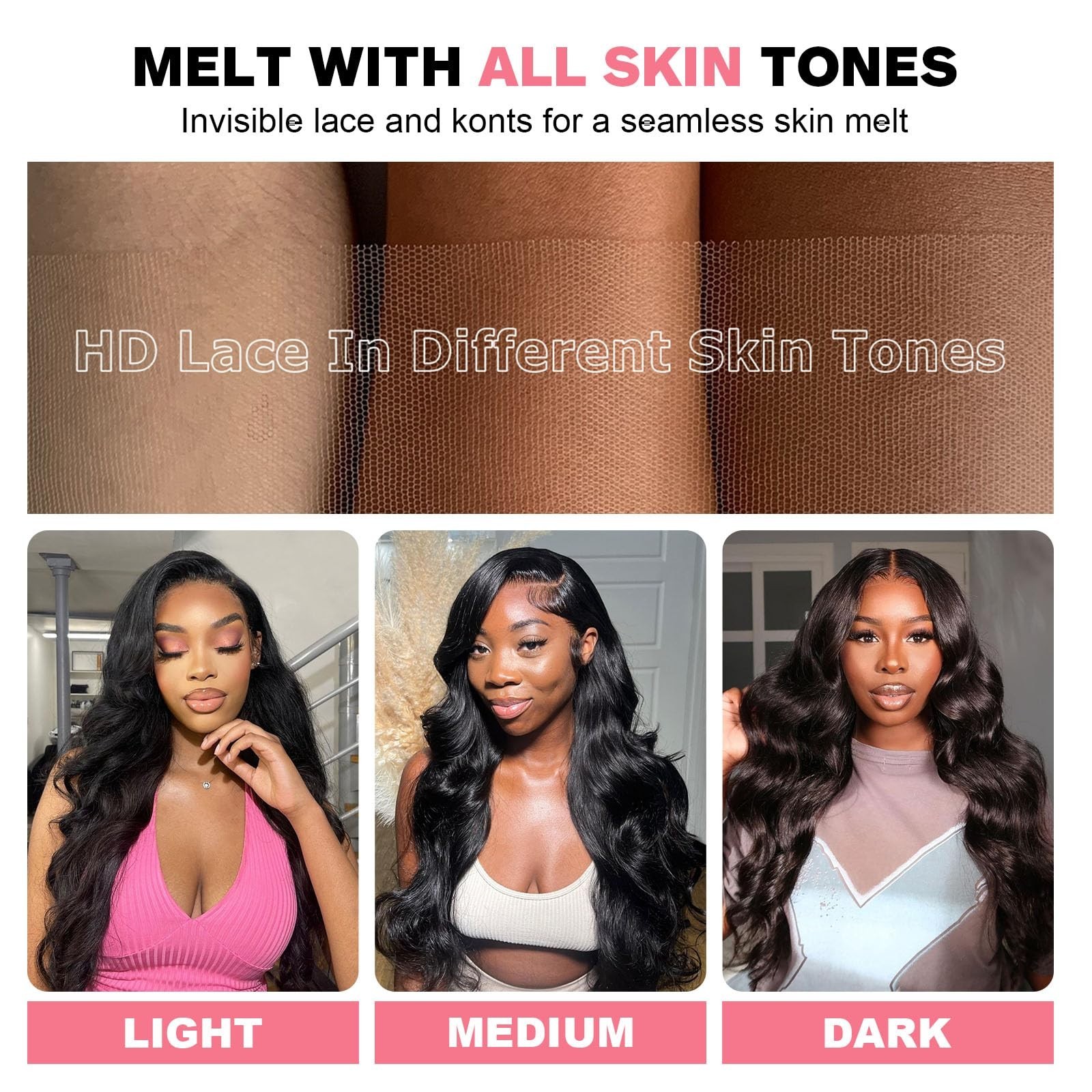 40″ 13×6 Body Wave Lace Front Wig, 250% Density, HD Glueless, Pre-Plucked, Natur