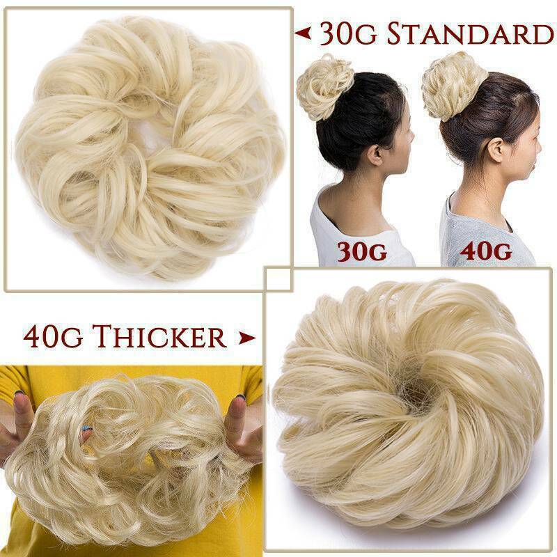 Rose Curly Messy Bun Real as human Hair Piece Scrunchie Updo Wrap Hair Extension