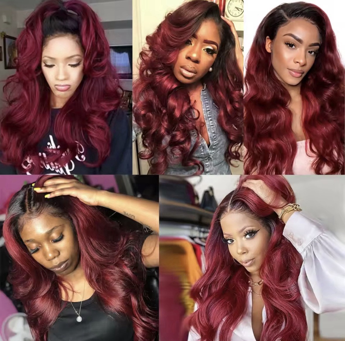 Human Hair Bundle 12” 14” & 16” with 4 x 4 Lace Closure 1B/99J Body Wave W/GIFT