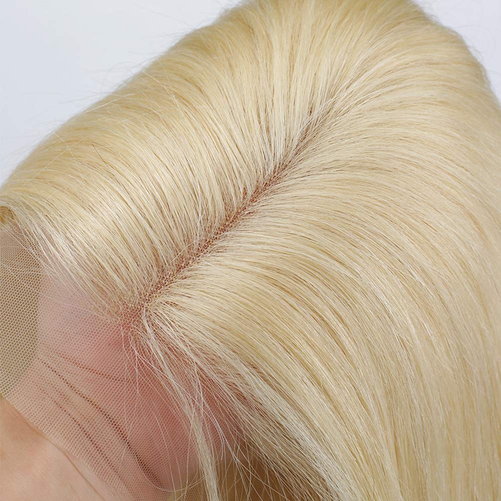 Blonde Lace Front Wig Human Hair Pre Plucked Bleached Hair Knots 13×6 Straigh…