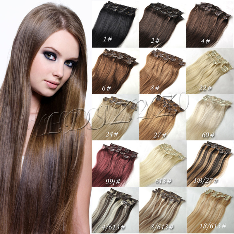 100g 120g 140g 200g full head clip in hair extension 14″ -30″ Remy real hair