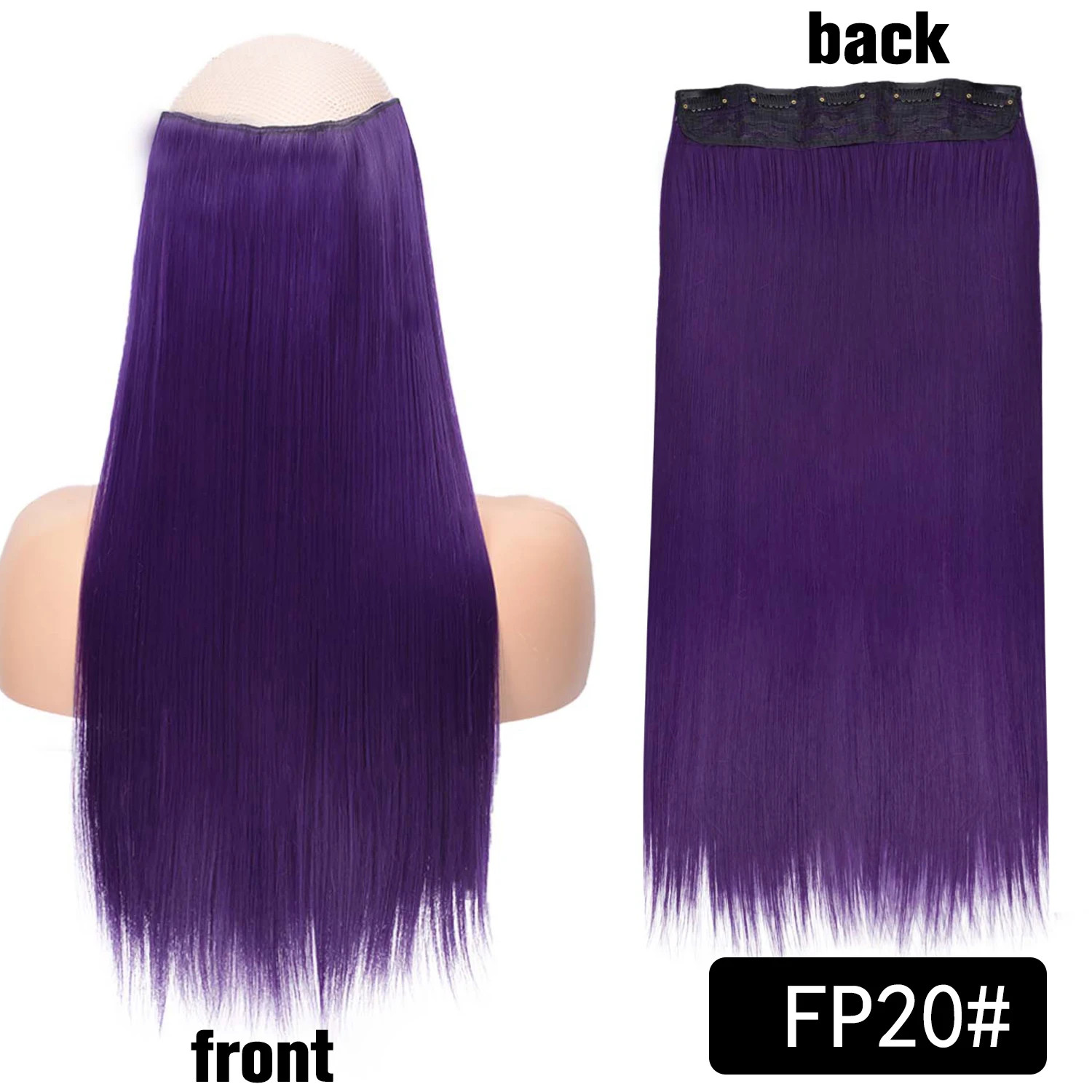 Long Straight 5 Clip In 22Inch Synthetic Hair Extensions Natural Fake Hairpiece