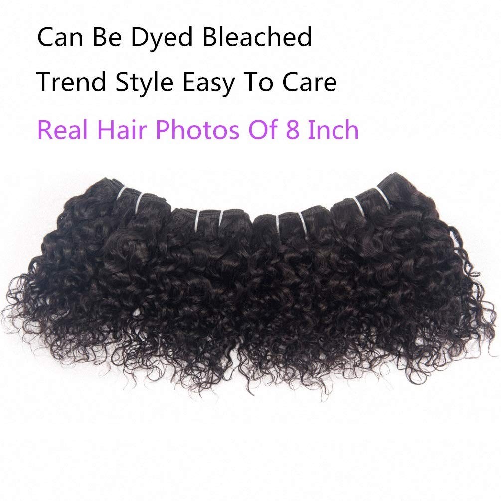 Brazilian Jerry Curl Human Hair Weave 4 Bundles 8 Inch Short Kinky Cur