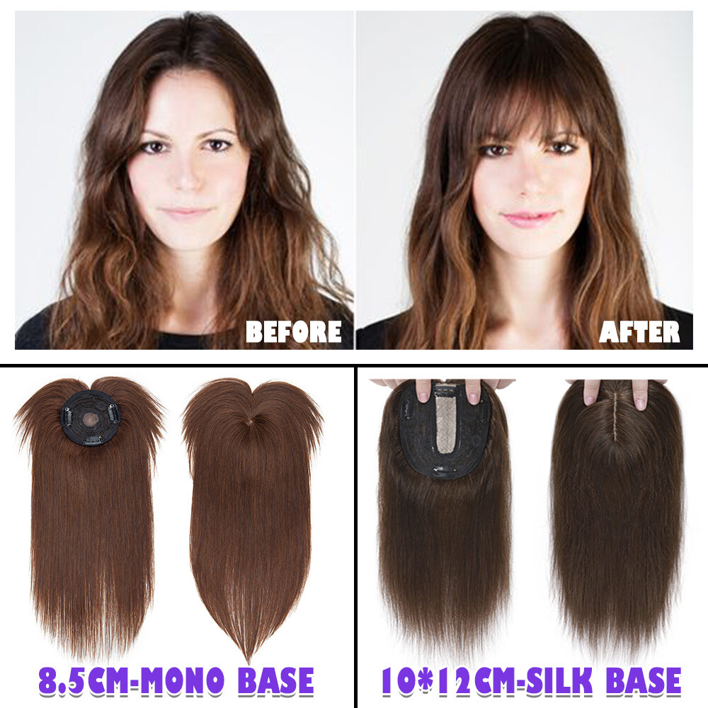 Topper Toupee Clip In Remy 100% Human Hair Lace Base Wiglet Hairpiece Hand-tied