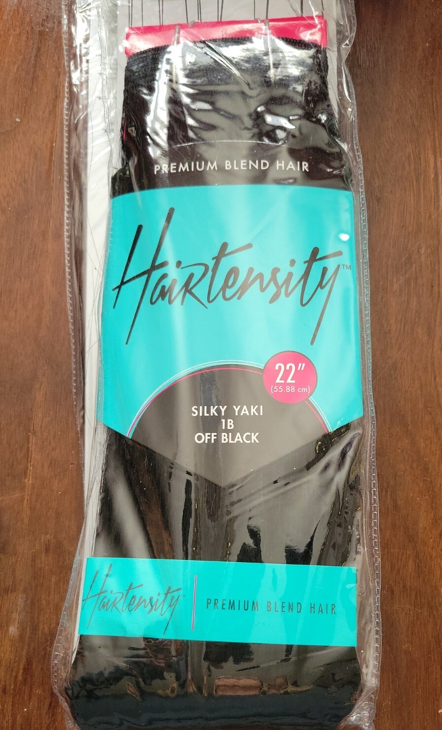 HAIRTENSITY Silky Yaki 1B OFF BLACK Hair Extensions. 22″