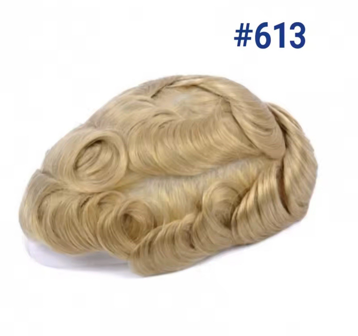 TEMCG Men’s Human Hair Toupee Hairpiece Mono Base Wavy Natural Multi Color