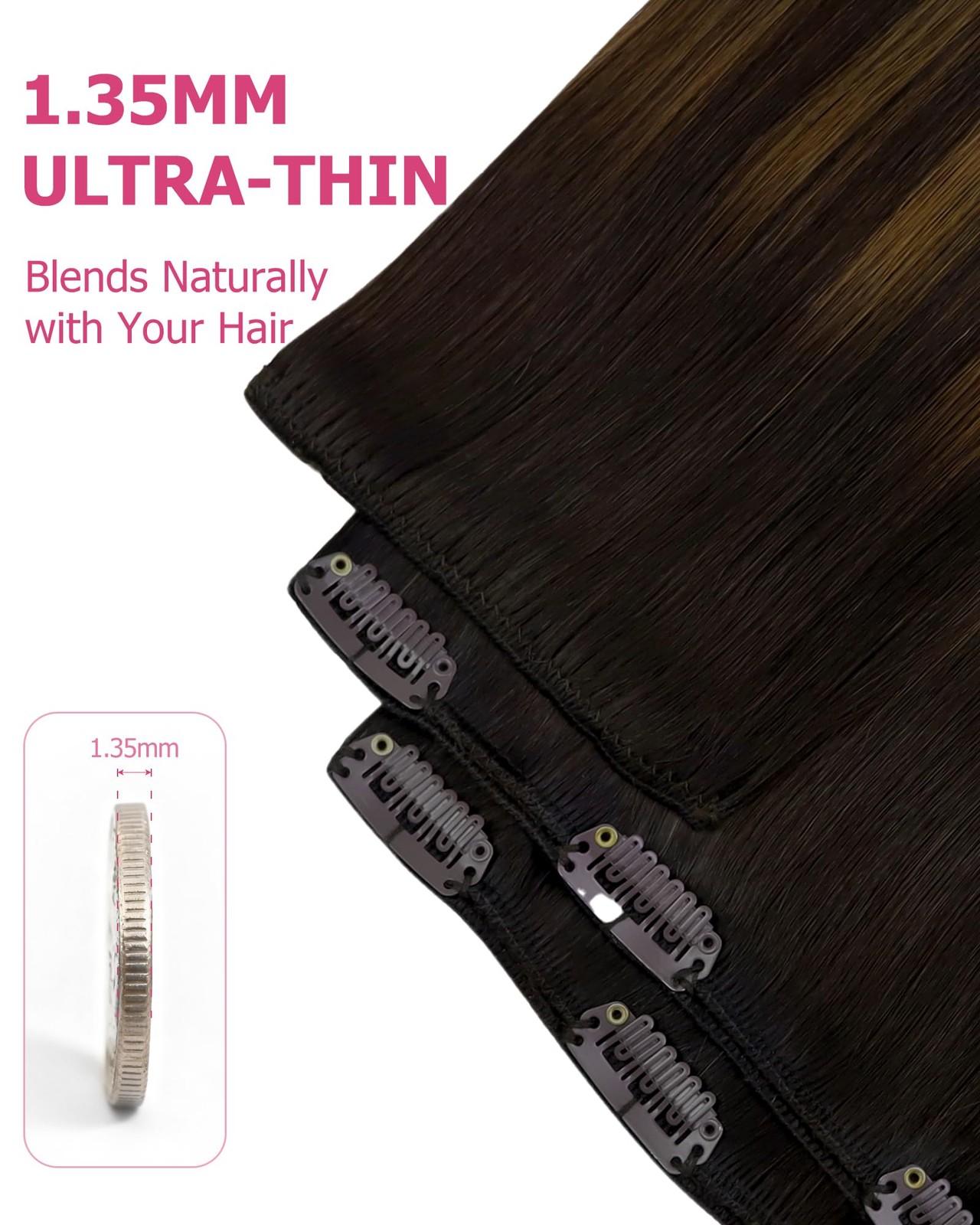 Clip in Human Hair Extensions 20″ Balayage 100g Real Remy – For Volume