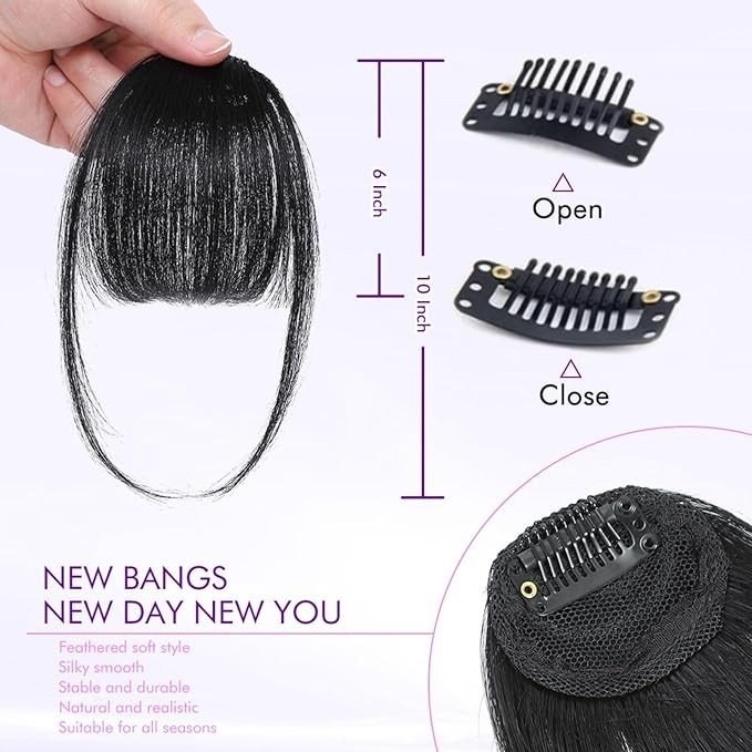 Clip De Flequillo De Cabello Humano En Cabello Real Para Mujeres Negras