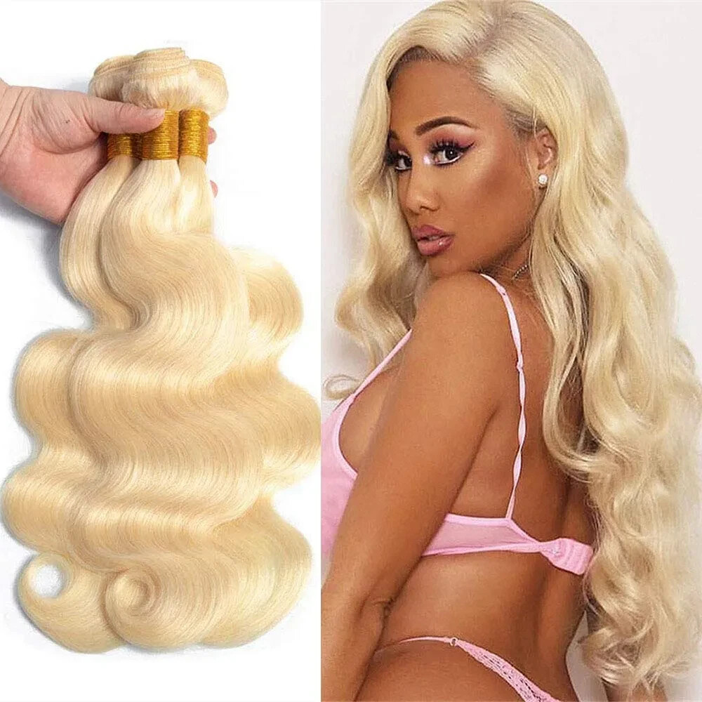 12A 100% PURE BLONDE 613# BRAZILIAN HUMAN HAIR BODY WAVE 30+30+30 300g 3BUNDLES
