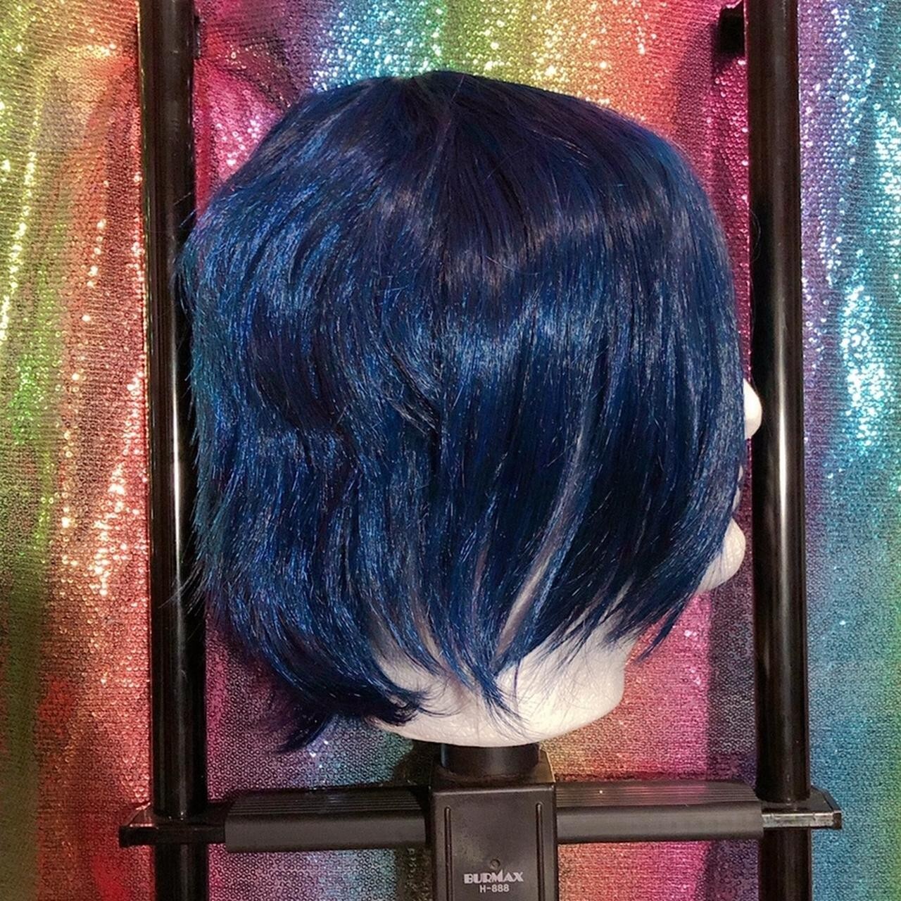 HEAT RESISTANT Dark Blue Black Fusion EPIC COSPLAY Short Wig SHIPS FAST from USA