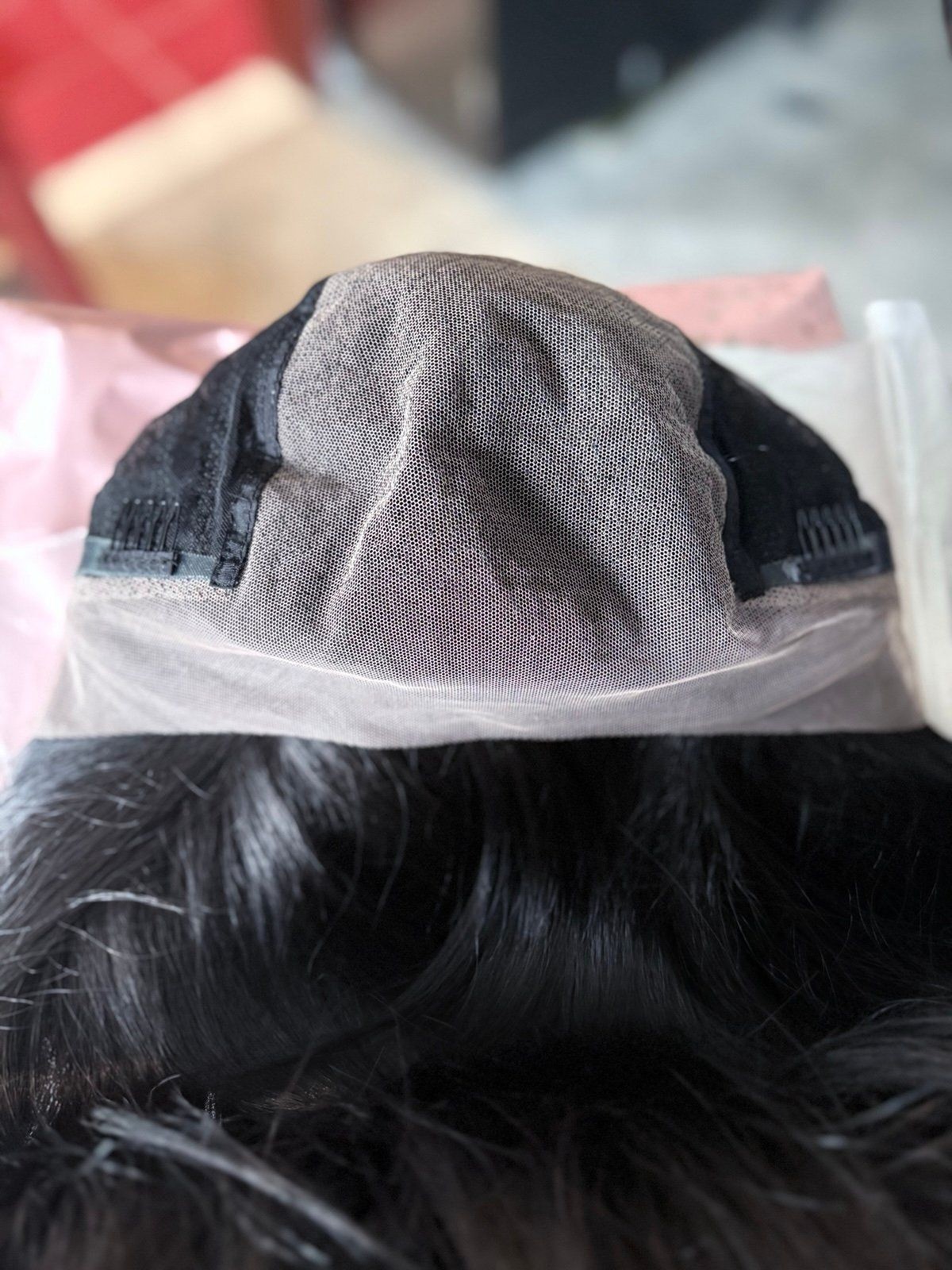 Premium Synthetic full lace wig Handtied cap with silicone grip New low density