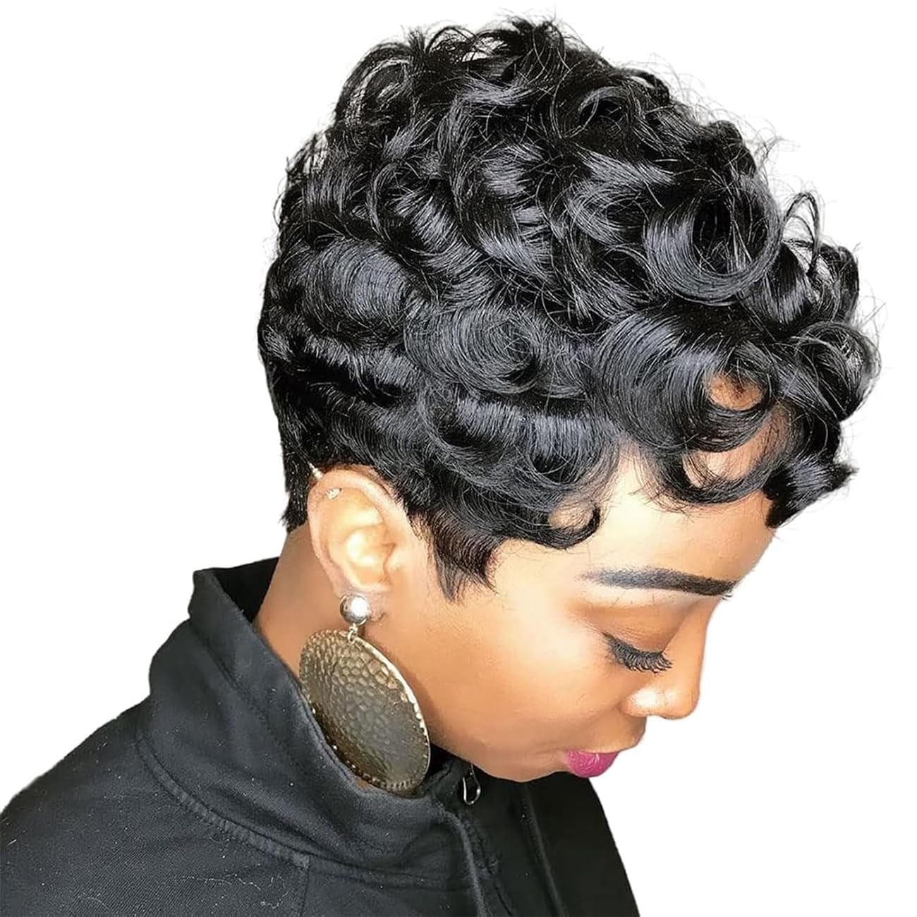 Black Pixie Cut Wig with Bangs for Women – Soft, Natural, and Glueless