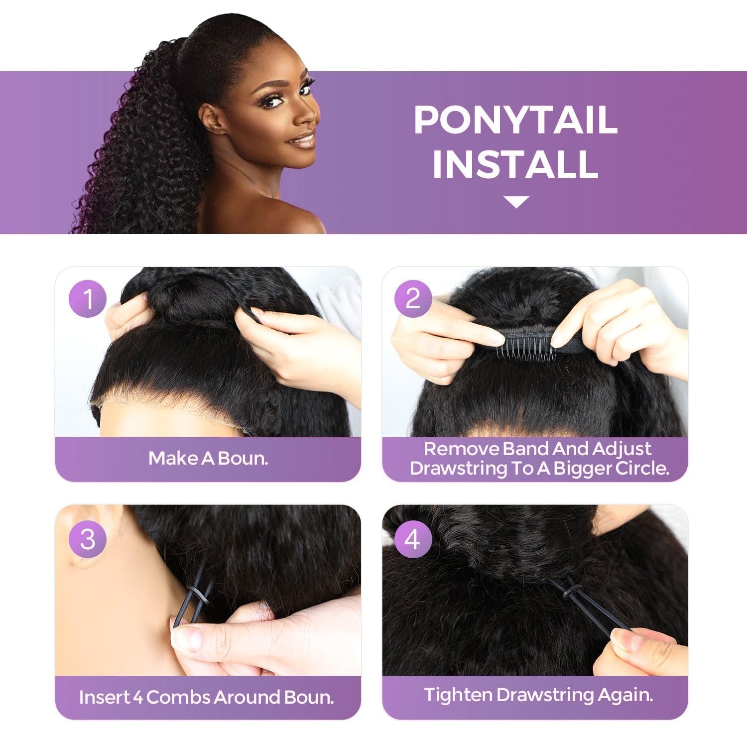 Afro Curly Half Wig – 180% Density, Glueless, Easy Wear, Kinky Curly 18″ Human H