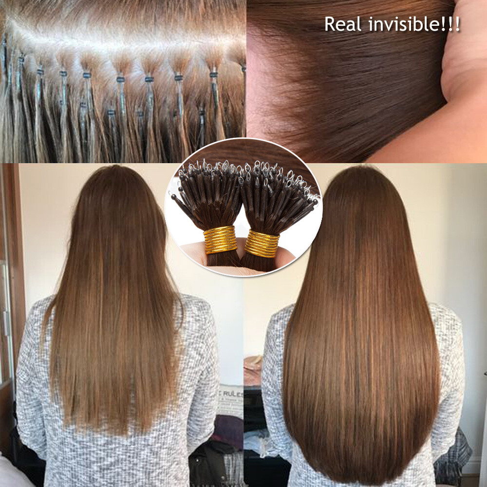 50g-100g Nano Ring Loop Micro Bead Tip Real Human Remy Hair Extensions Full Head