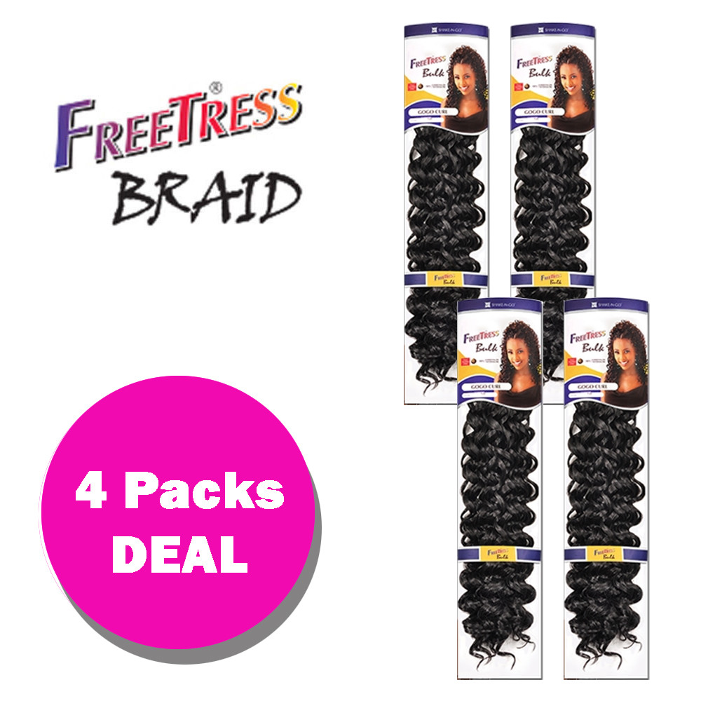 *4-PACK/6-PACK* FREETRESS SYNTHETIC CROCHET BULK BRAID HAIR – GOGO CURL 26″