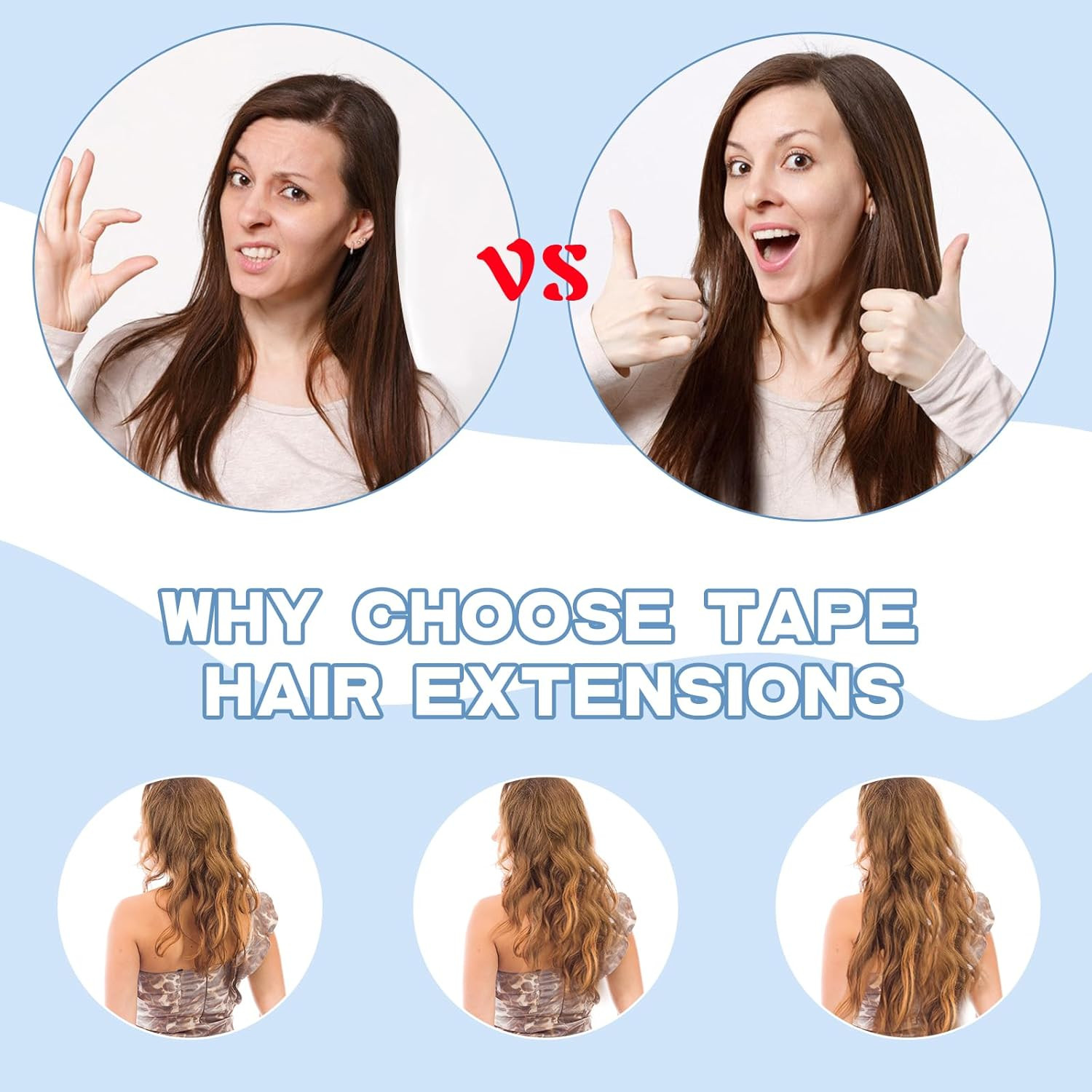 Hair Extension Tape Tabs, 144PCS Pre-Cut Double Sided Adhesive Tapes in Hair Ext