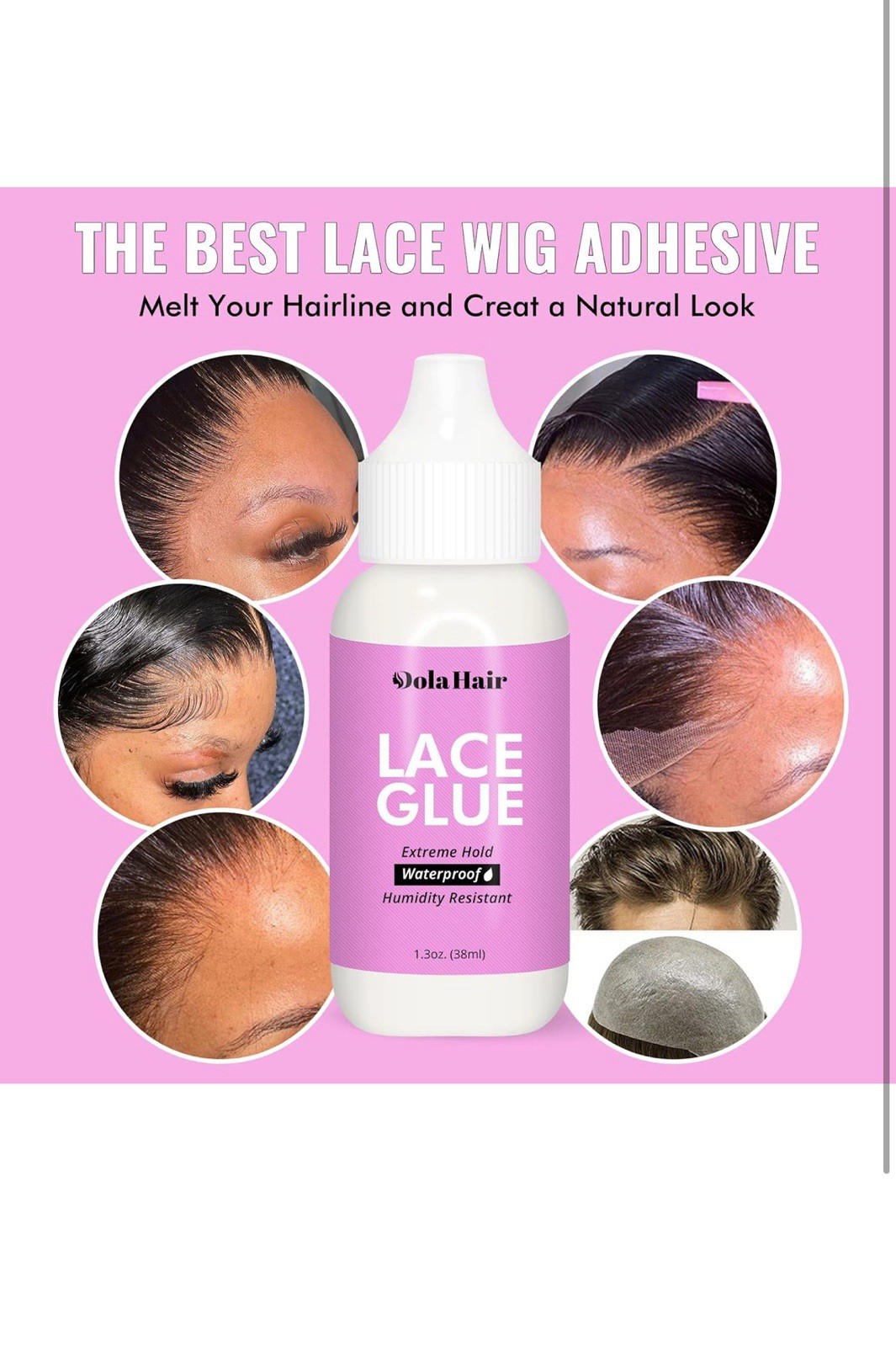 Dolahair Extreme Hold Lace Glue for Wigs Waterproof Invisible Bonding 1.3 Ounce