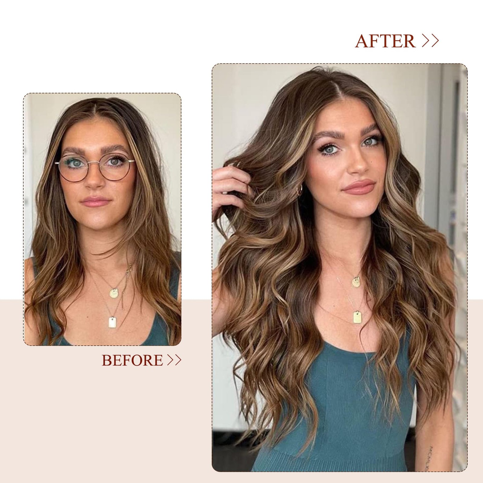 Blonlier Balayage Clip In Hair Extensions 70G Chocolate Brown Mixed Caramel