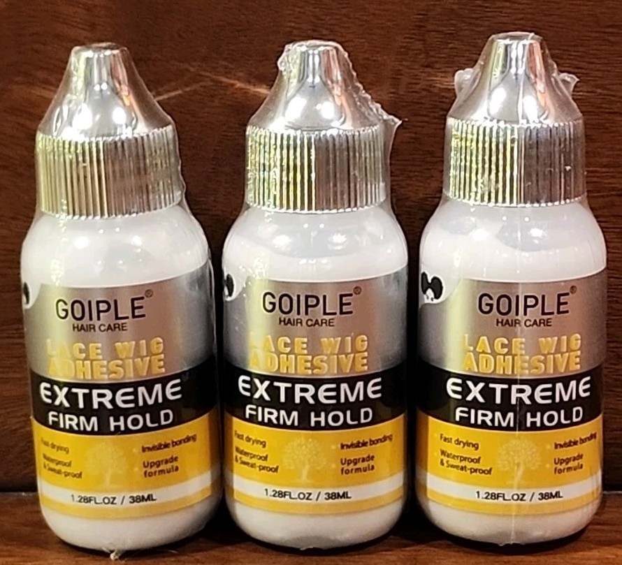 (3 PACK) Goiple Waterproof Lace Wig Glue 1.28 Fl OZ Fast Dry Adhesive for Hair