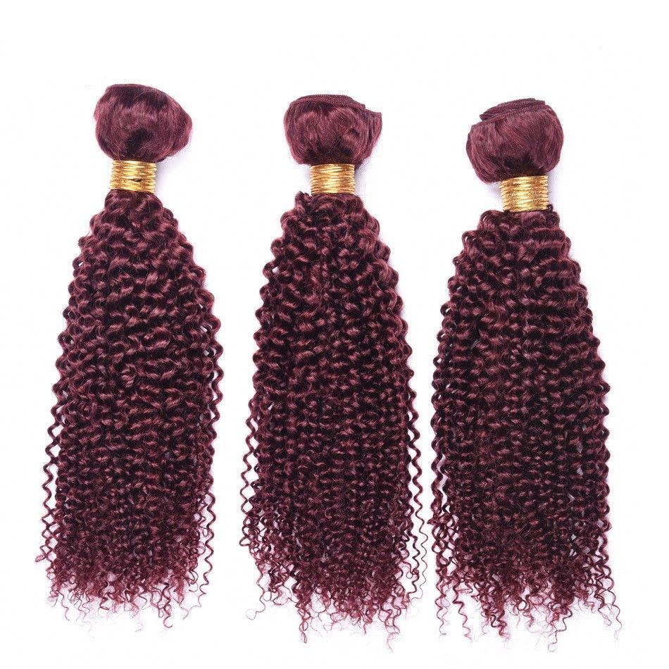 Ali Bundle Burgundy 99J Jerry Curl 100 Virgin Human Hair Extension One Bundle