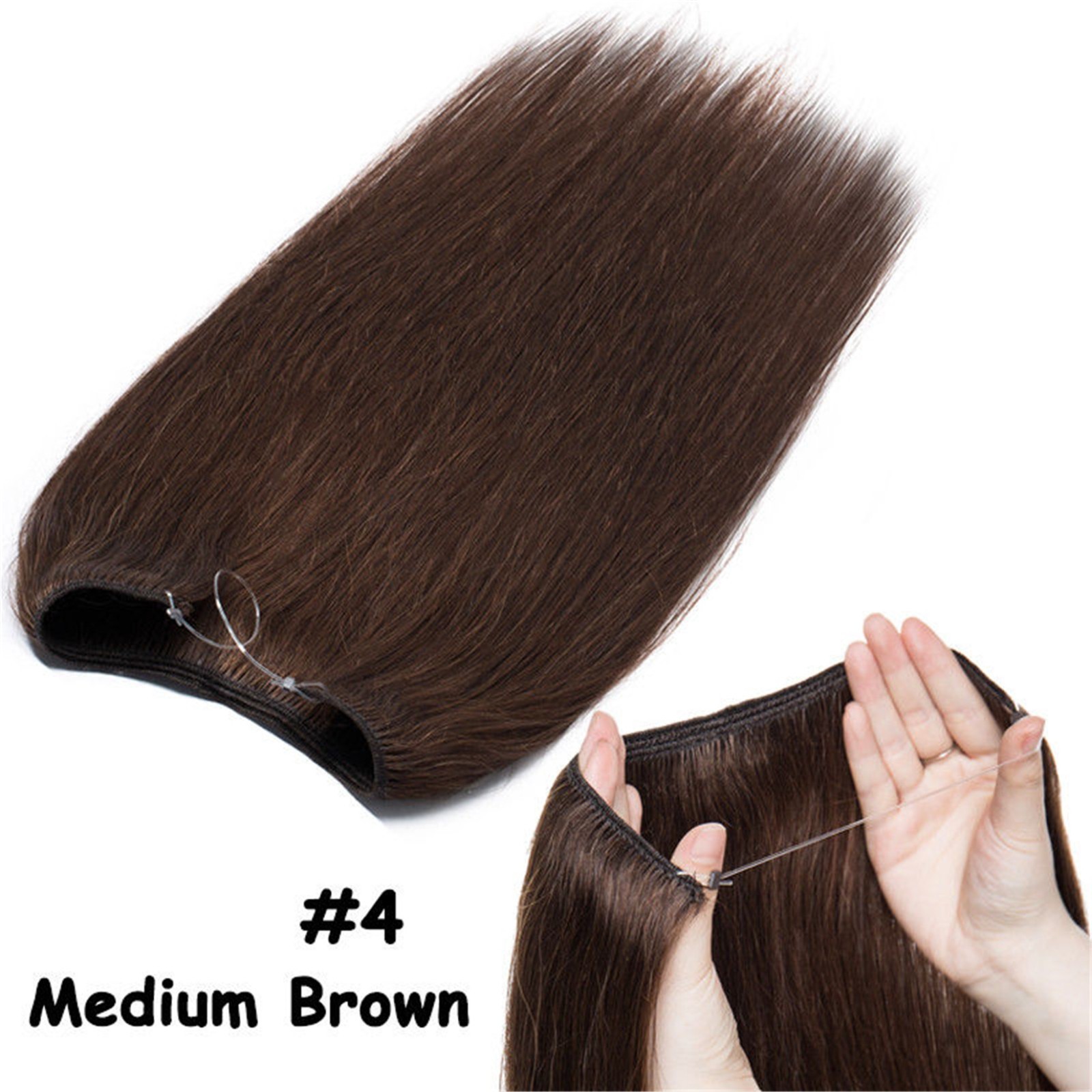 140g One Hairpiece CLEARANCE Invisible Wire Flip In Real Human Hair Extension #4