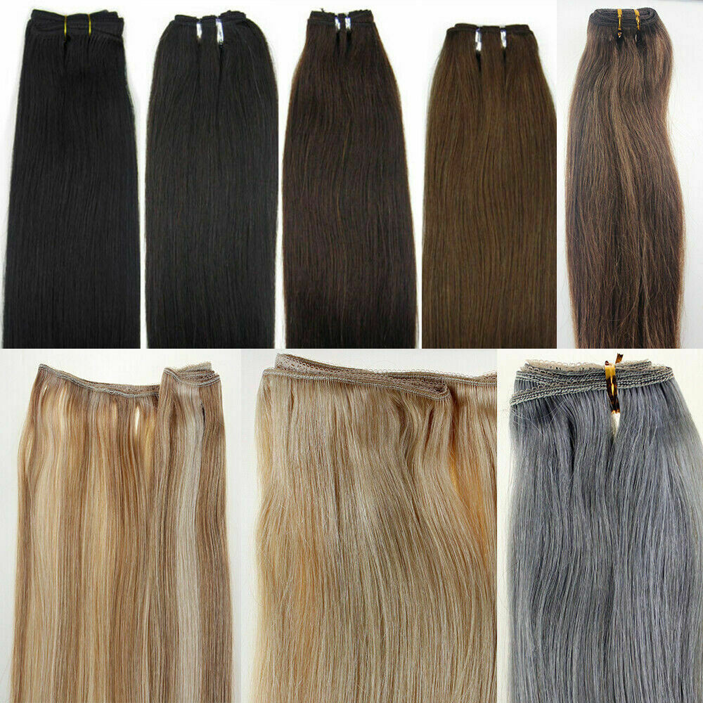 Sew in Weft Human Hair Extensions Double Weave Real Human Hair Bundles Straight