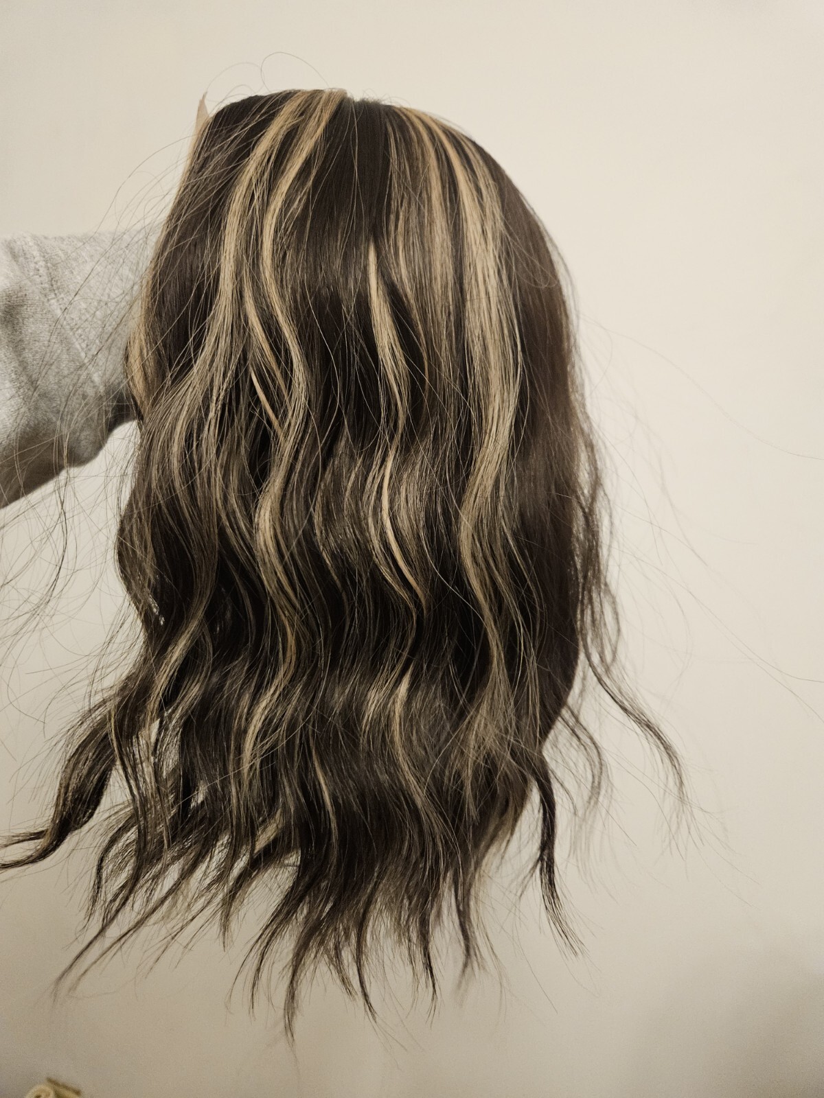 MEDIUM BROWN HIGHLIGHTS SHORT WAVY HAIR WIG LACE FRONT NEW