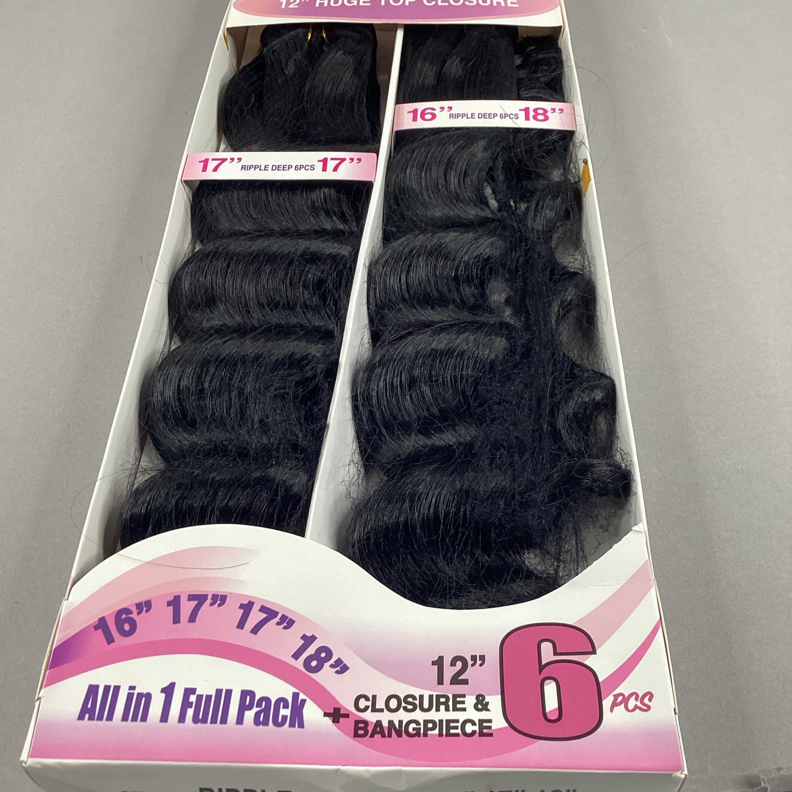 Ripple Deep #1B Off Black 16” 18” All-in-One Premium Synthetic Hair Extensions