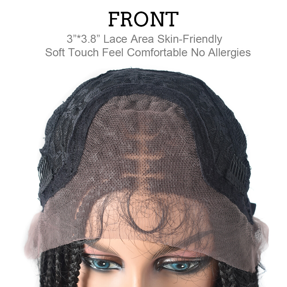 Lace Front Box Braided Cornrow Wig with Baby Hair for Black Women 16″ Braids Wig