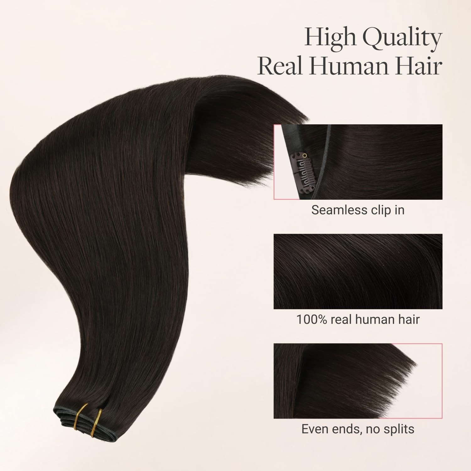 GOO GOO Genius Clip in Hair Extensions, 16inch 140g 7pcs, Seamless PU Clip in Ha