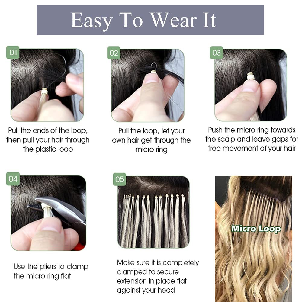 Micro Ring Hair Extensions Micro Link Human Hair Loop Micro Beads Brazilian Hair