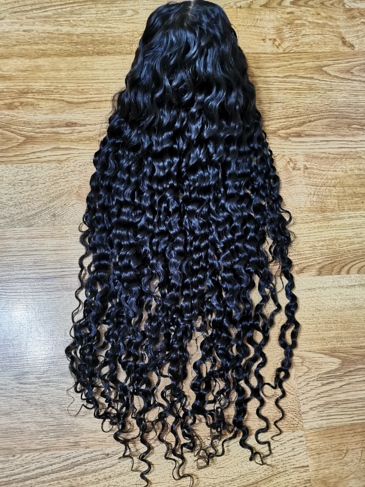 Custom High Quality Sexy Deep Curly 26” Virgin Human Hair Wig 1B