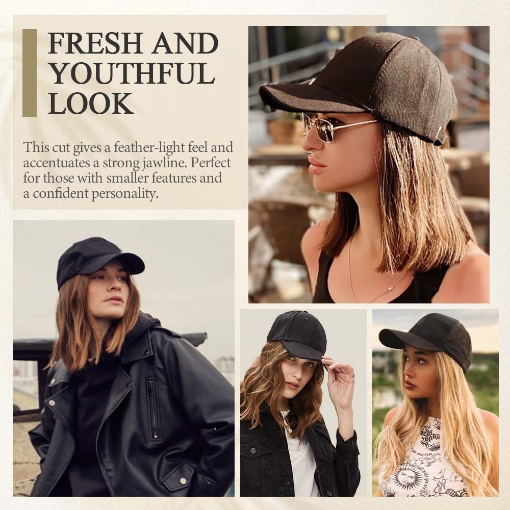 6in/8in/16in Baseball Cap with Hair Extensions Natural As Human Hat Hairpiece US
