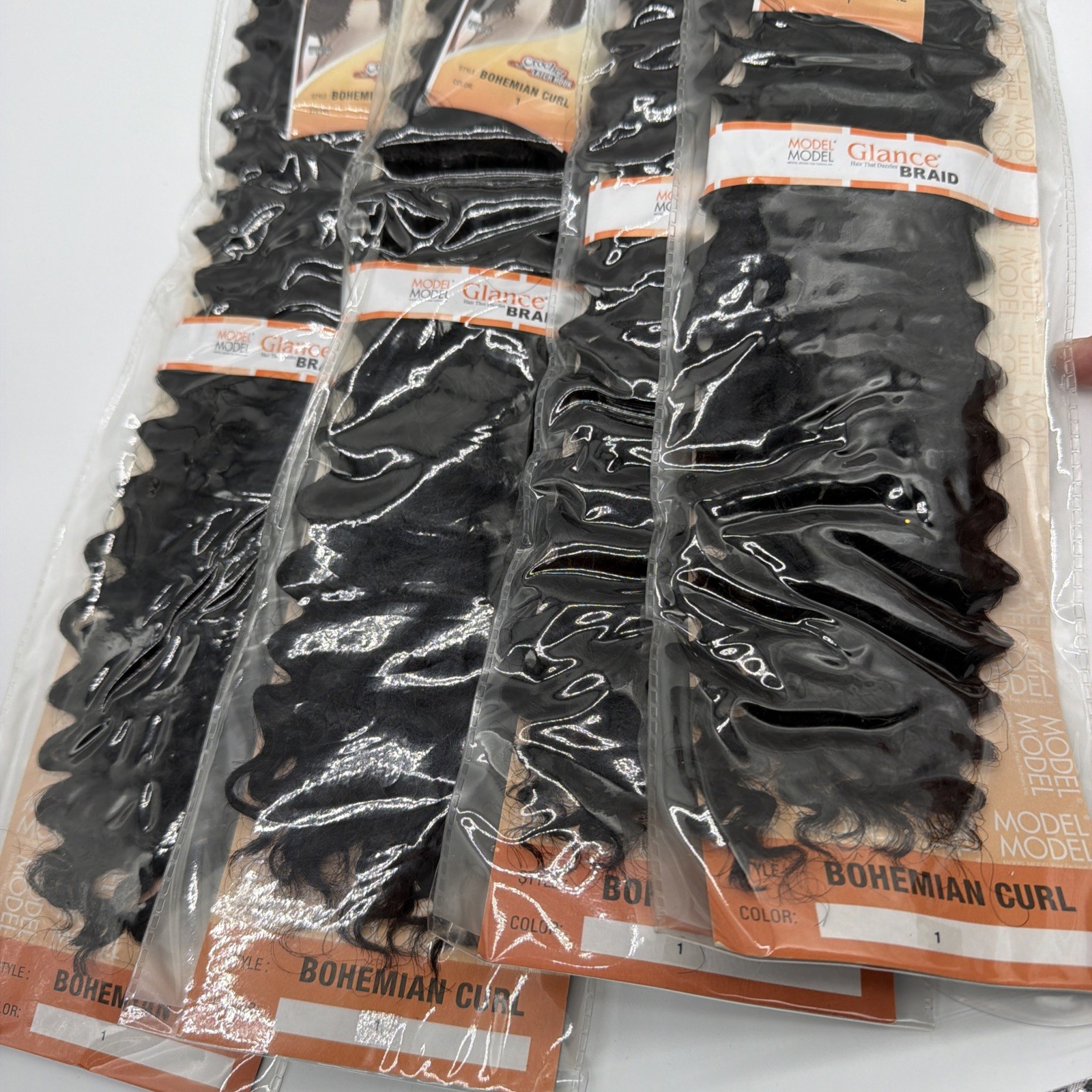 Lot Of 4 Model Model Glance Braid Bohemian Curl Color 1 TP1B/30 100%Kanekalon A9