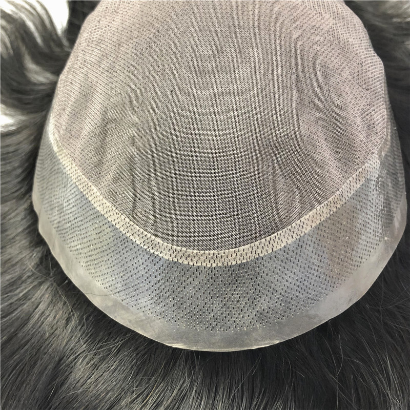 Durable Men Human Hair Replacement System Hairpiece Fine Mono Skin Around Toupee